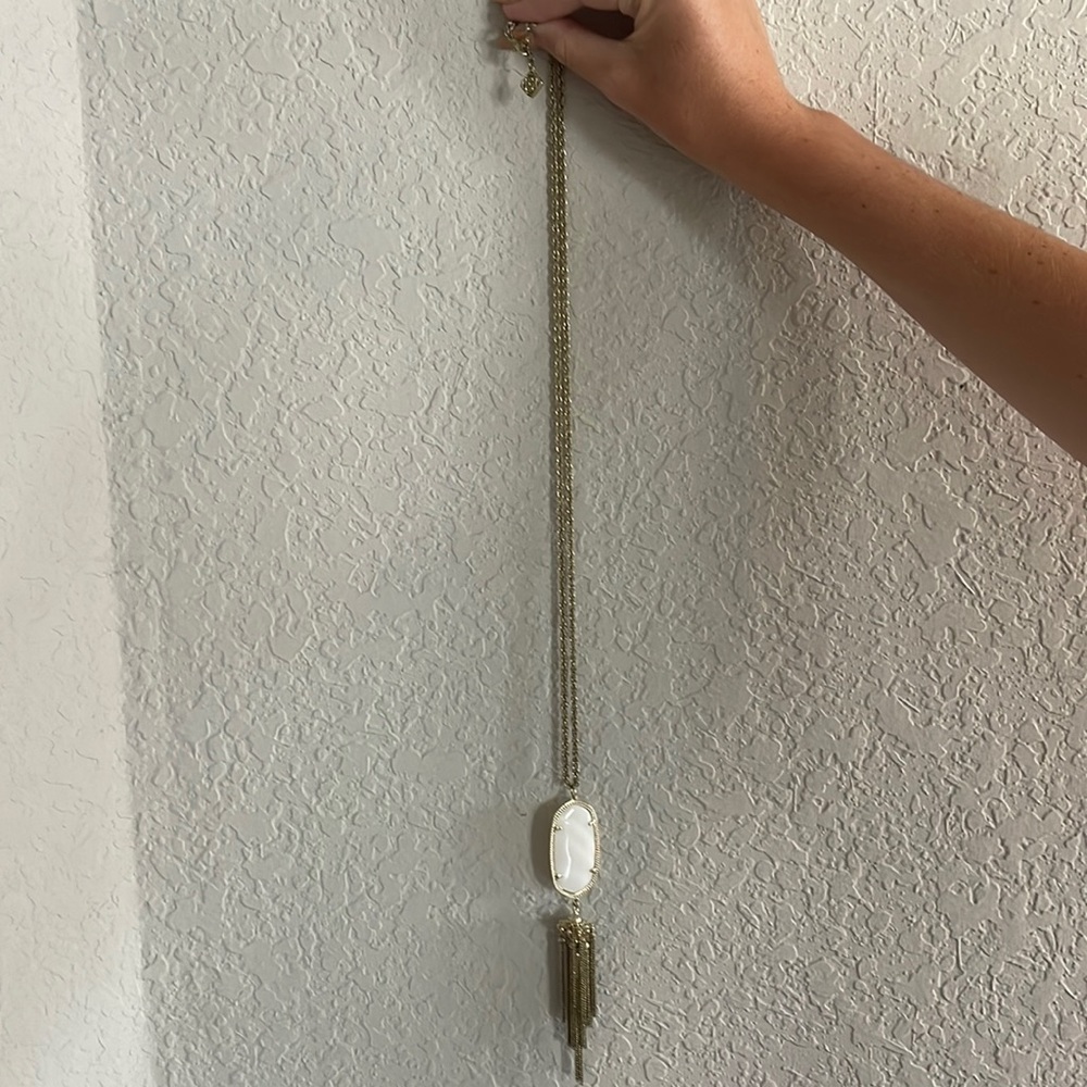 Kendra Scott white and gold long necklace